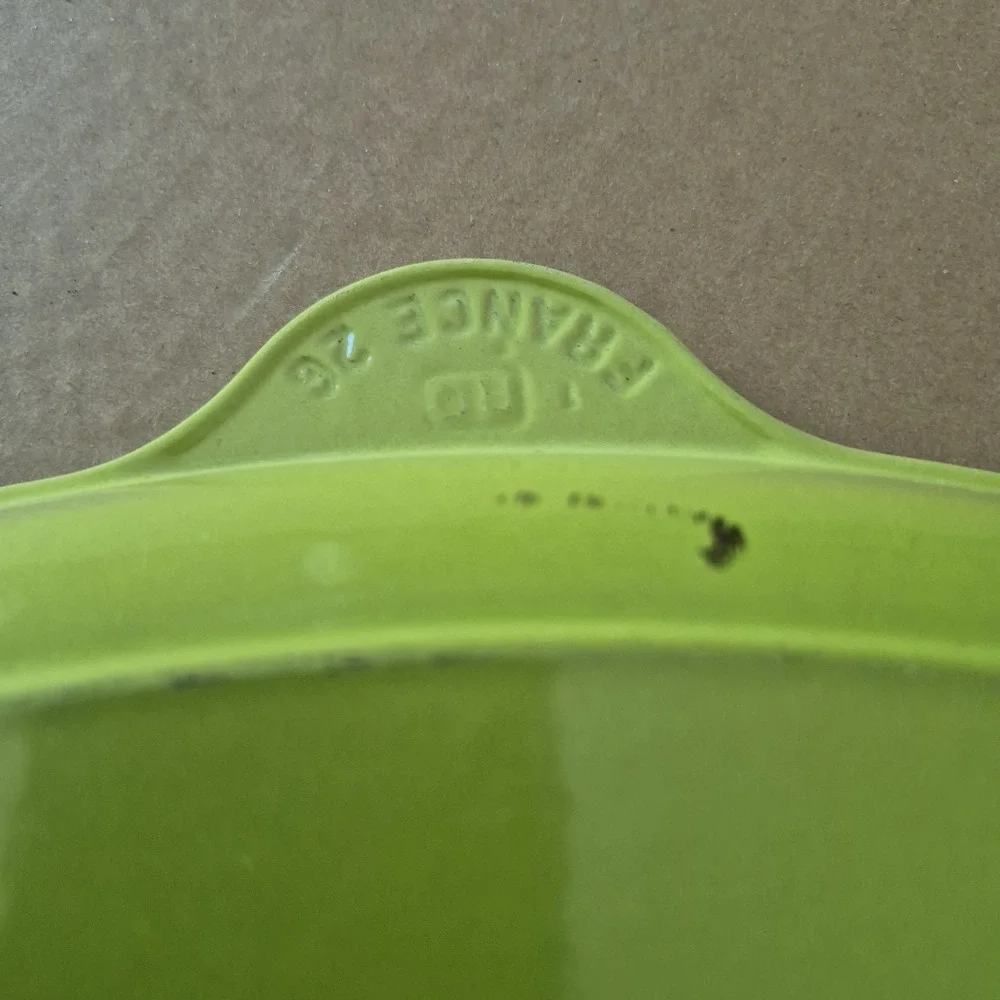 Vintage Le Creuset Kiwi Green Enameled Cast Iron Square Grill Pan Skillet #26